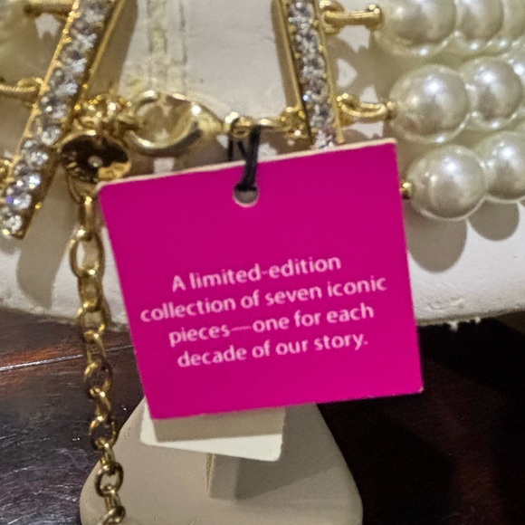 Talbots Faux Pearl Triple-Strand Necklace with Red Flower Accents - Picture 7 of 8